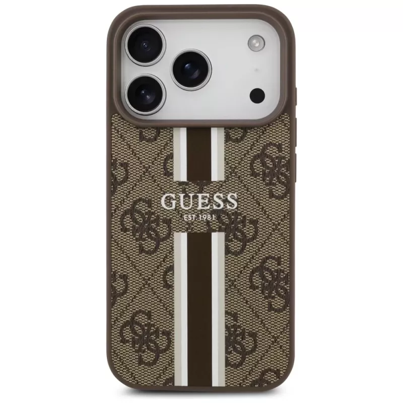 Guess 4G Printed Stripes MagSafe Case für Apple iPhone 17 Pro - Braun