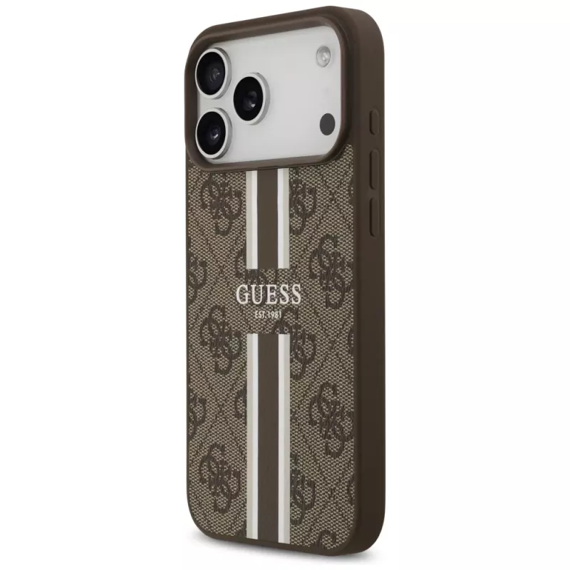 Guess 4G Printed Stripes MagSafe Case für iPhone 17 Pro Max (Braun)
