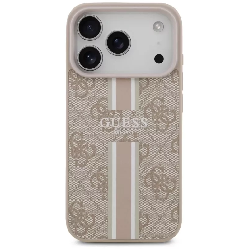 Guess 4G Printed Stripes MagSafe Case für iPhone 17 Pro (Pink)