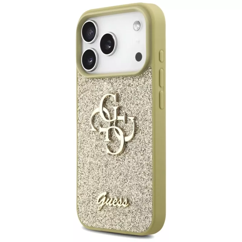 Guess Fixed Glitter Big 4G Back Cover für Apple iPhone 17 Pro, Gold