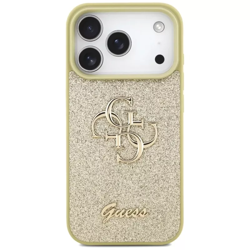 Guess Fixed Glitter Big 4G Back Cover für Apple iPhone 17 Pro, Gold