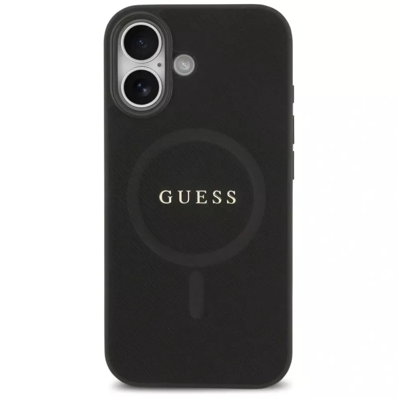 Guess Saffiano Classic Logo MagSafe Case für iPhone 17 Schwarz