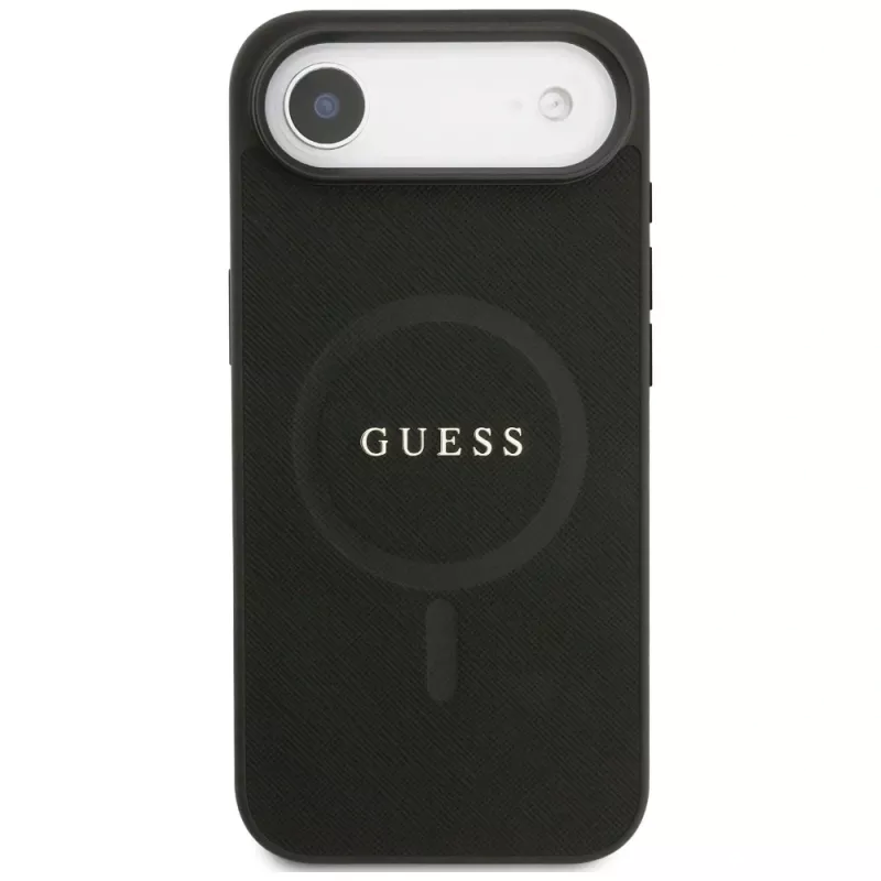 Guess Saffiano Classic Logo MagSafe Case für iPhone Air, Schwarz