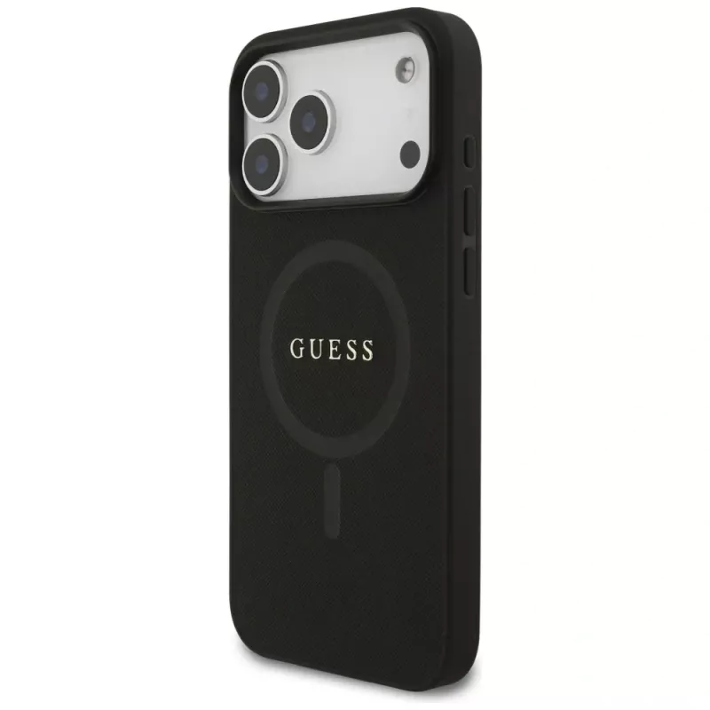 Guess Saffiano Classic Logo MagSafe Case für iPhone 17 Pro Max Schwarz