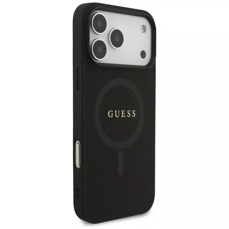Guess Saffiano Classic Logo MagSafe Case für iPhone 17 Pro Max Schwarz