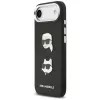 KARL LAGERFELD FW Grained Karl & Choupette Heads Pins & Logo Case für iPhone Air, Schwarz