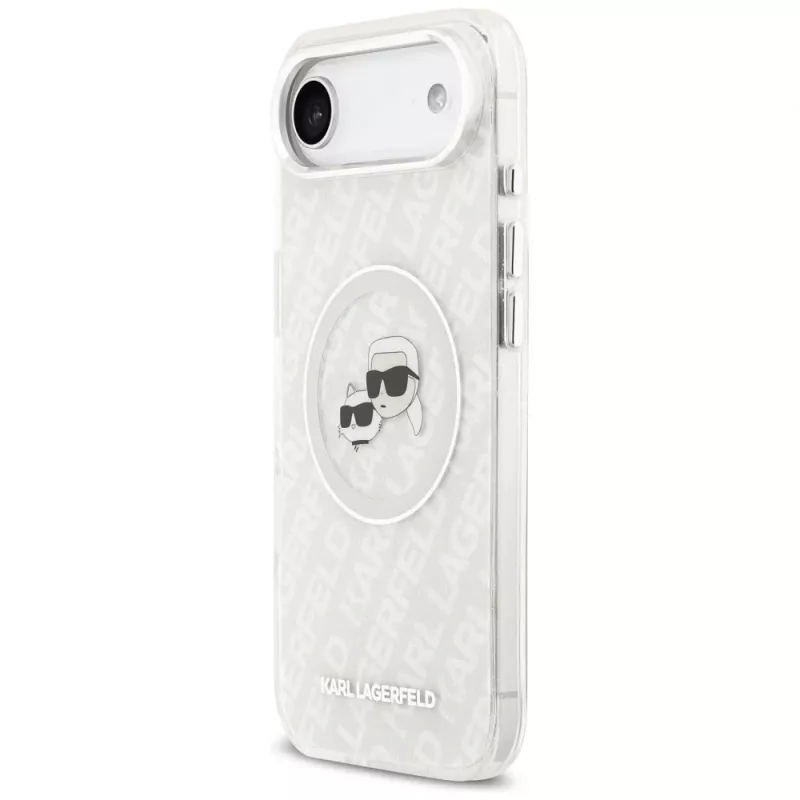 Karl Lagerfeld IML Glitter Karl & Choupette Heads Logo MagSafe-Hülle für Apple iPhone Air - Grau