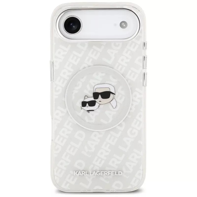 Karl Lagerfeld IML Glitter Karl & Choupette Heads Logo MagSafe-Hülle für Apple iPhone Air - Grau