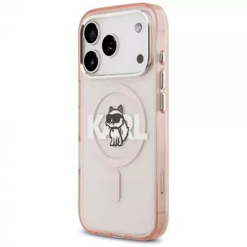 Karl Lagerfeld IML Choupette Sketch Logo MagSafe Case für iPhone 17 Pro - Pink