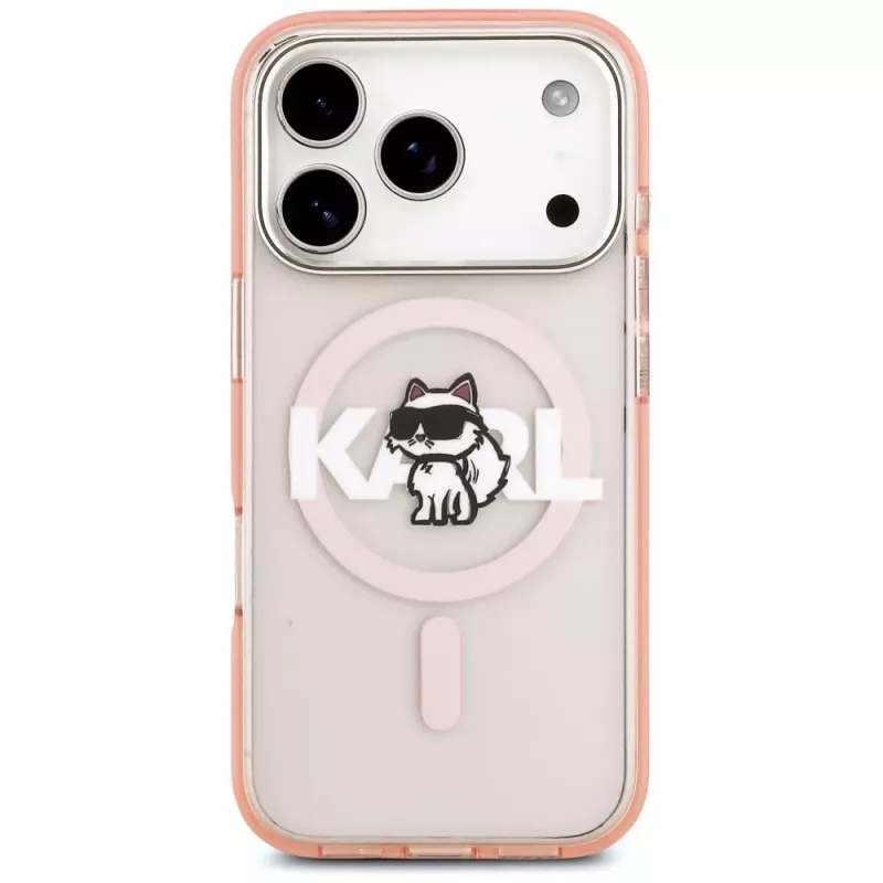 Karl Lagerfeld IML Choupette Sketch Logo MagSafe Case für iPhone 17 Pro - Pink