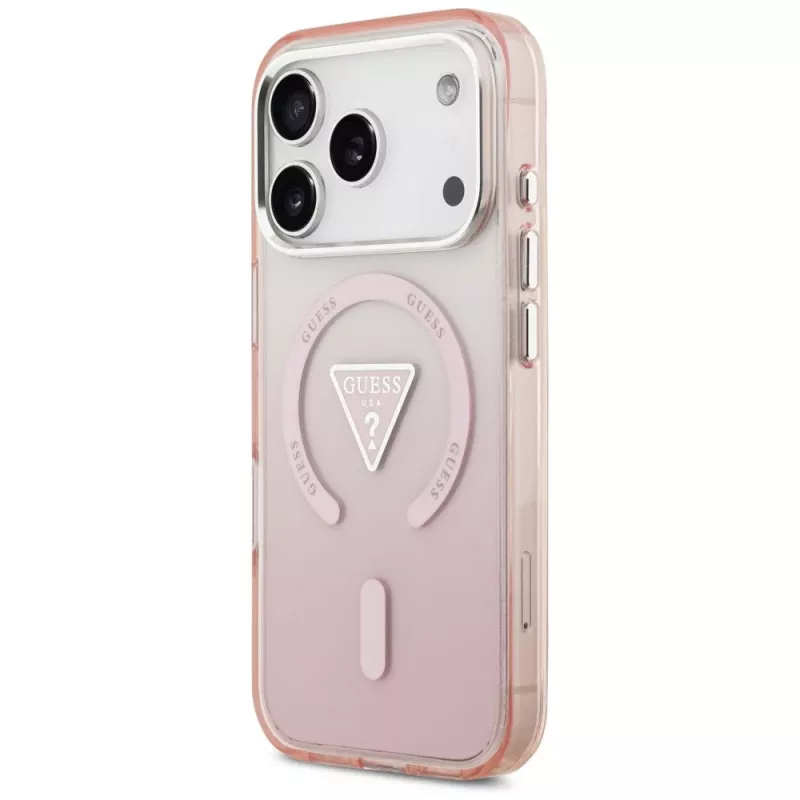 Guess IML Gradient Triangle Logo MagSafe Case für Apple iPhone 17 Pro, Pink