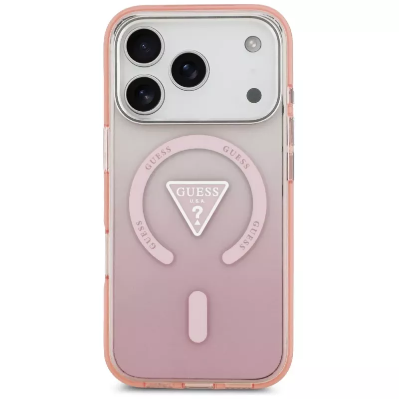 Guess IML Gradient Triangle Logo MagSafe Case für Apple iPhone 17 Pro, Pink