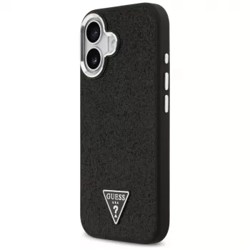 Guess Glitter Triangle Logo MagSafe Case für iPhone 17 Schwarz