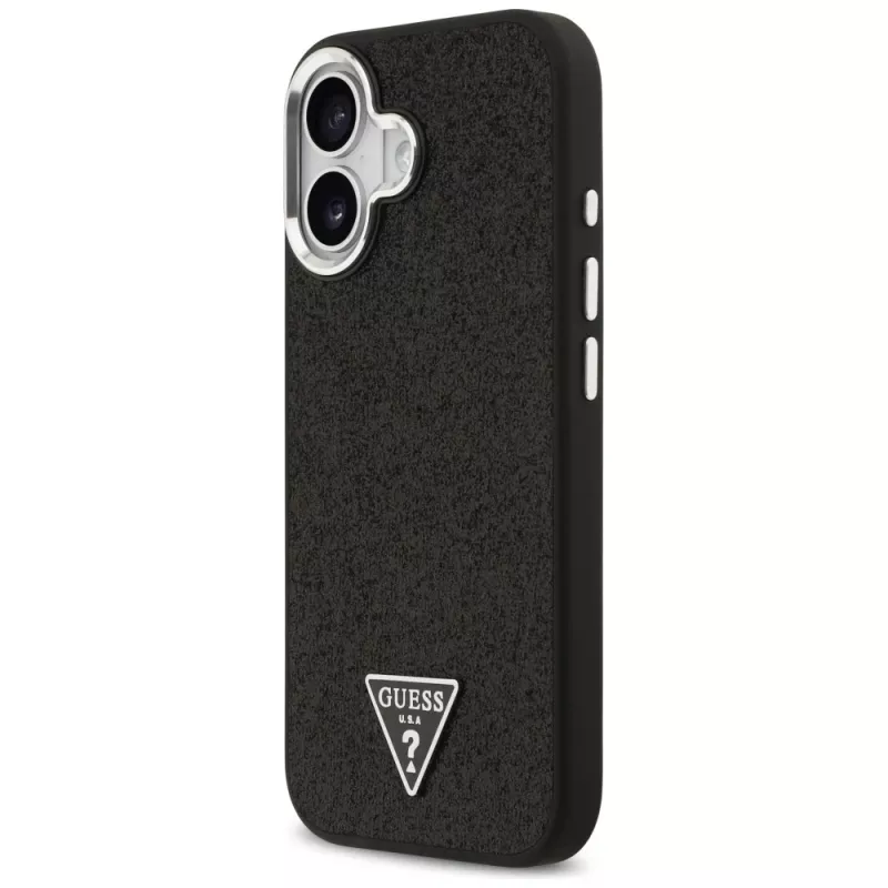 Guess Glitter Triangle Logo MagSafe Case für iPhone 17 Schwarz