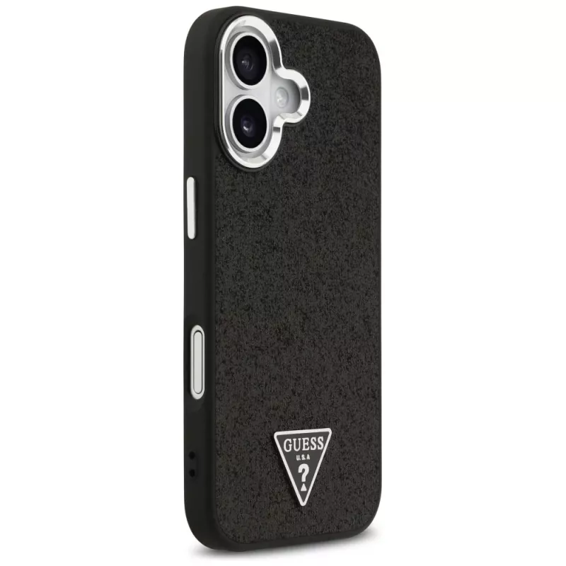 Guess Glitter Triangle Logo MagSafe Case für iPhone 17 Schwarz