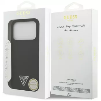 Guess Silicone Triangle Logo MagSafe Case für iPhone 17 Pro Max (Schwarz)