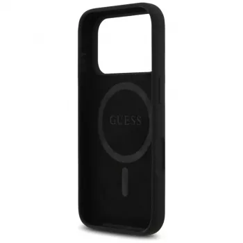 Guess Silicone Triangle Logo MagSafe Case für iPhone 17 Pro Max (Schwarz)