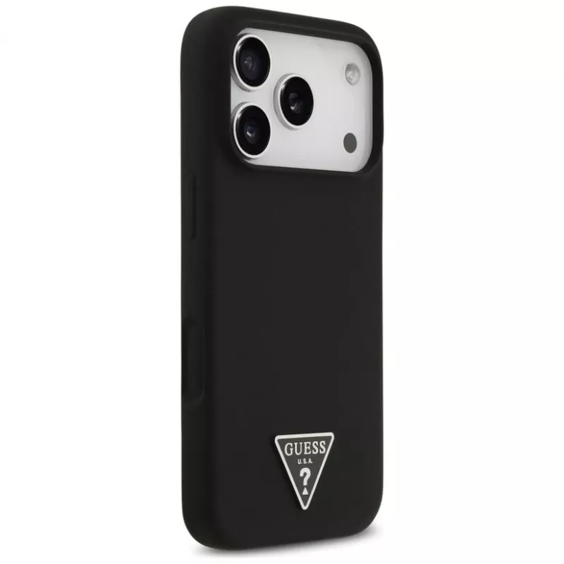 Guess Silicone Triangle Logo MagSafe Case für iPhone 17 Pro Max (Schwarz)
