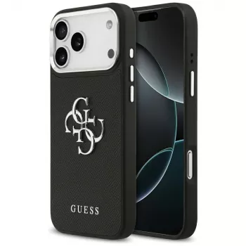 Guess Grained Big 4G Classic Logo Case für iPhone 17 Pro Max - Schwarz