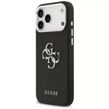 Guess Grained Big 4G Classic Logo Case für iPhone 17 Pro Max - Schwarz