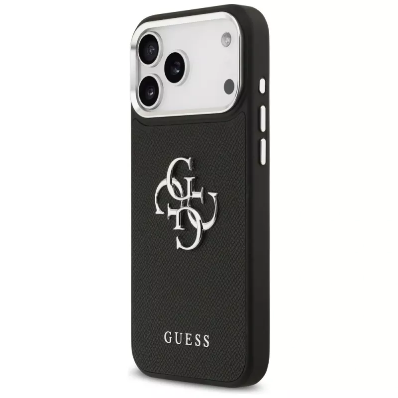 Guess Grained Big 4G Classic Logo Case für iPhone 17 Pro Max - Schwarz