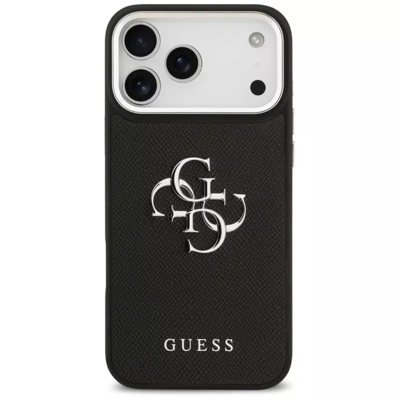 Guess Grained Big 4G Classic Logo Case für iPhone 17 Pro Max - Schwarz
