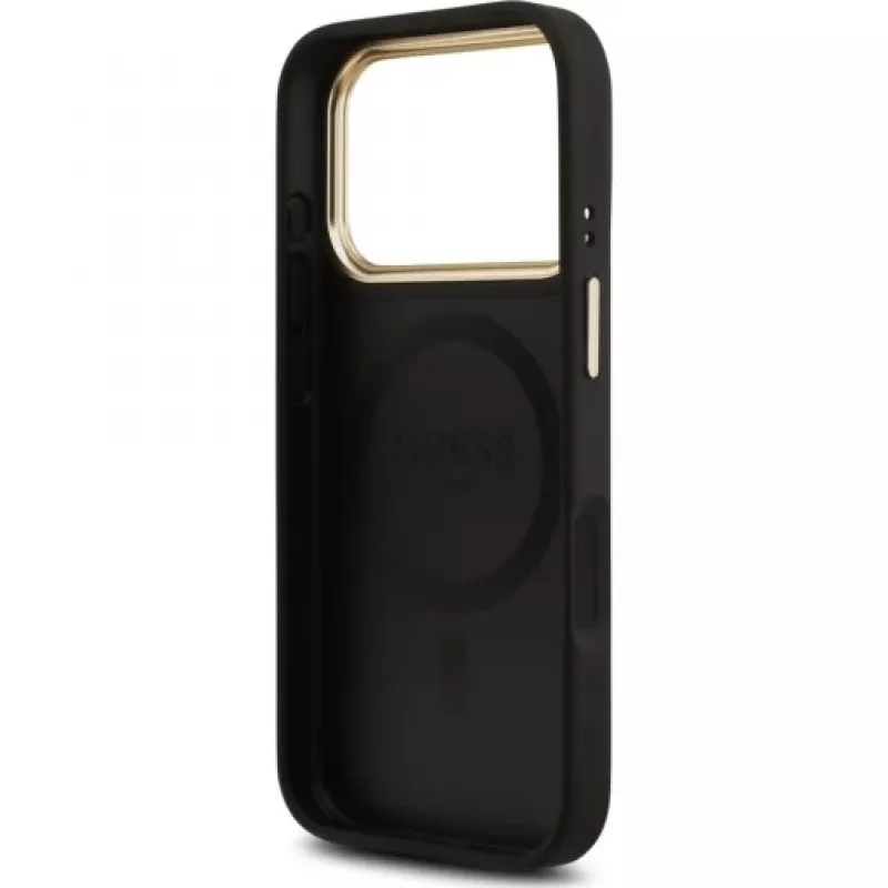 Guess 4G PU Classic Logo MagSafe Back Cover für Apple iPhone 17 Pro Schwarz