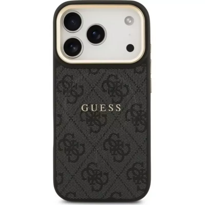 Guess 4G PU Classic Logo MagSafe Back Cover für Apple iPhone 17 Pro Schwarz