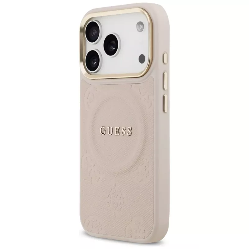 Guess Peony Hot Stamp MagSafe Case für iPhone 17 Pro, Pink