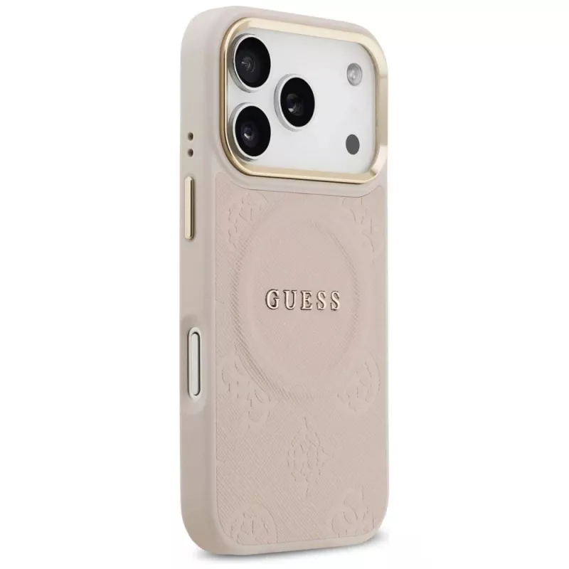 Guess Peony Hot Stamp MagSafe Case für iPhone 17 Pro, Pink