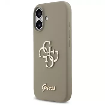 Guess Silicone Big 4G Script Phone Case für iPhone 17 - Braun