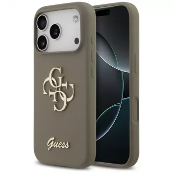 Guess Silicone Big 4G Script Case für iPhone 17 Pro Braun