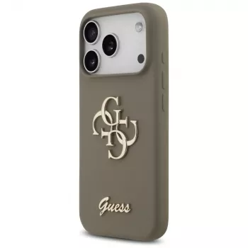 Guess Silicone Big 4G Script Case für iPhone 17 Pro Braun