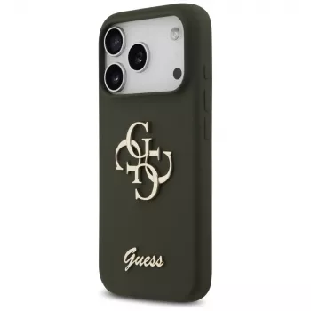Guess Silicone Big 4G Script Case für iPhone 17 Pro Max Khaki