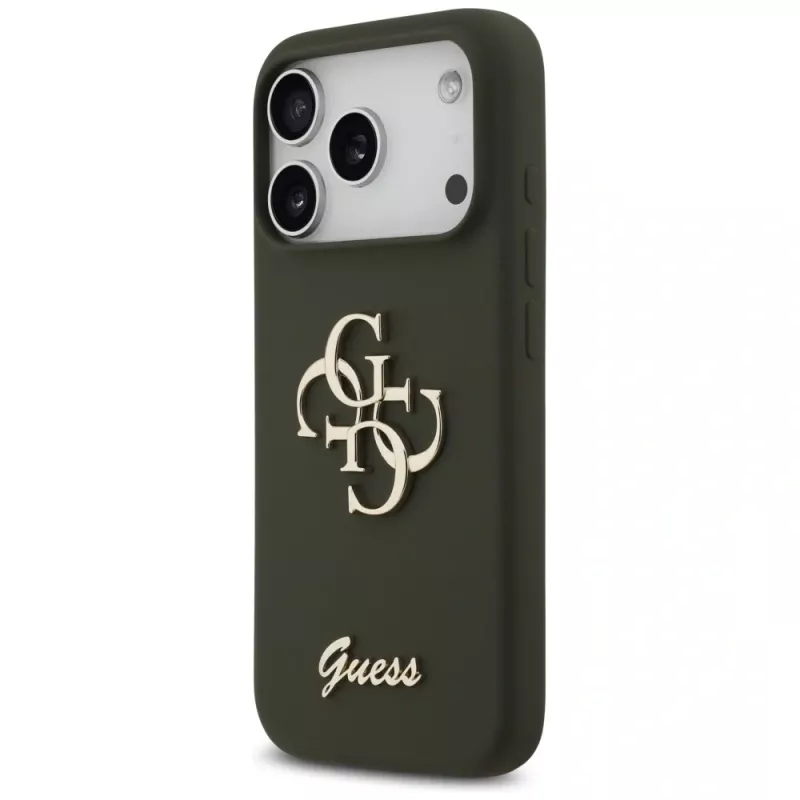 Guess Silicone Big 4G Script Case für iPhone 17 Pro Max Khaki