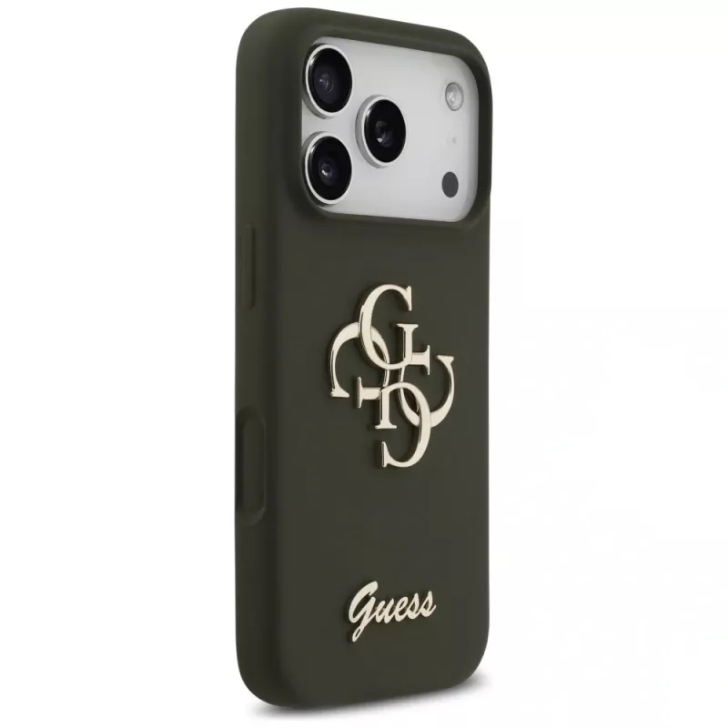 Guess Silicone Big 4G Script Case für iPhone 17 Pro Max Khaki
