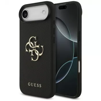 Guess Grained Big 4G & Classic Logo Case für iPhone Air, Schwarz