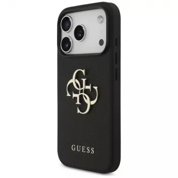 Guess Grained Big 4G & Classic Logo Protective Case für Apple iPhone 17 Pro, Schwarz