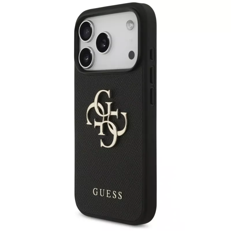 Guess Grained Big 4G & Classic Logo Protective Case für Apple iPhone 17 Pro, Schwarz