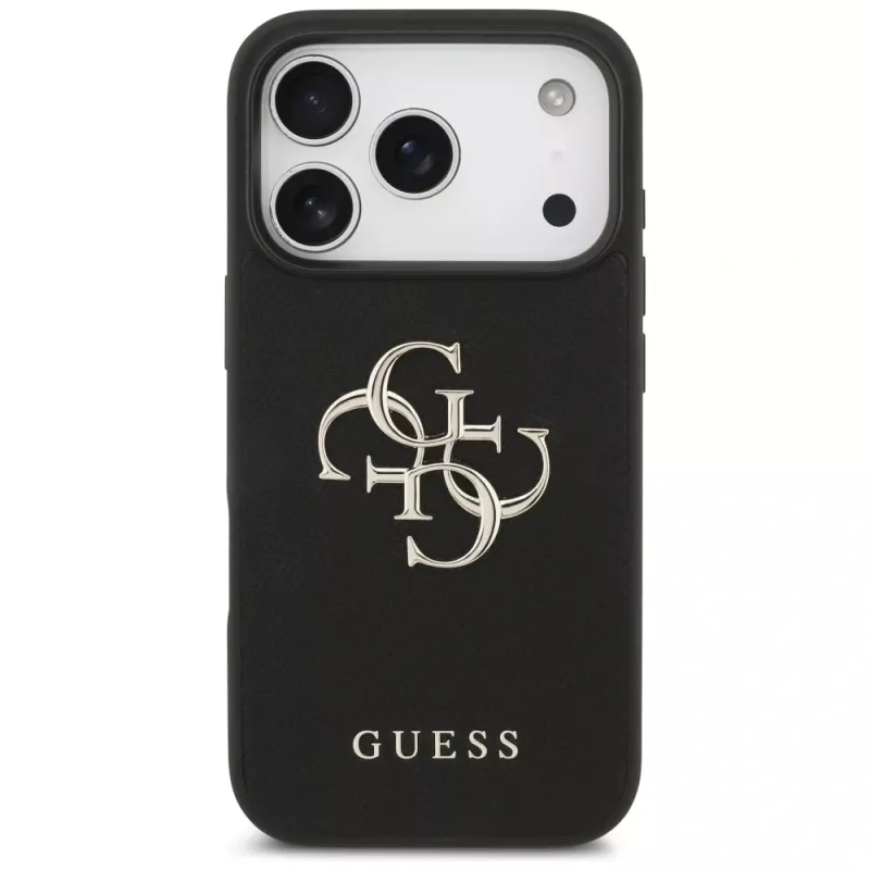 Guess Grained Big 4G & Classic Logo Protective Case für Apple iPhone 17 Pro, Schwarz