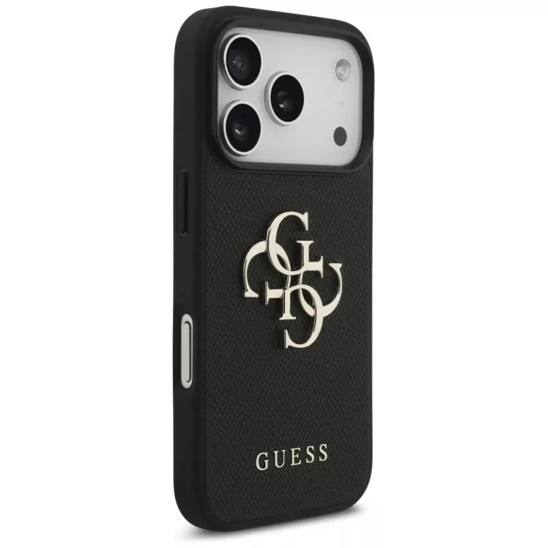 Guess Grained Big 4G & Classic Logo Protective Case für Apple iPhone 17 Pro, Schwarz