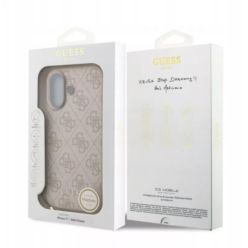 Guess 4G Charms Collection MagSafe Case für iPhone 17 (Pink)