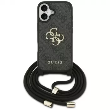 Guess 4G Big Logo Cord Strap Crossbody Case für Apple iPhone 17, Schwarz
