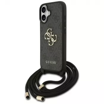 Guess 4G Big Logo Cord Strap Crossbody Case für Apple iPhone 17, Schwarz