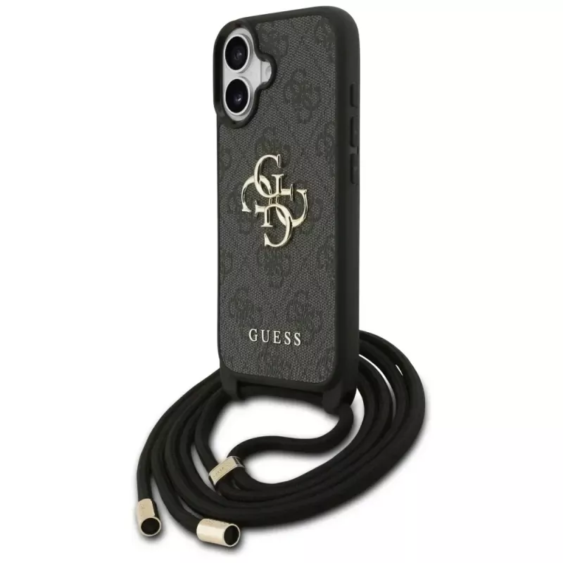 Guess 4G Big Logo Cord Strap Crossbody Case für Apple iPhone 17, Schwarz