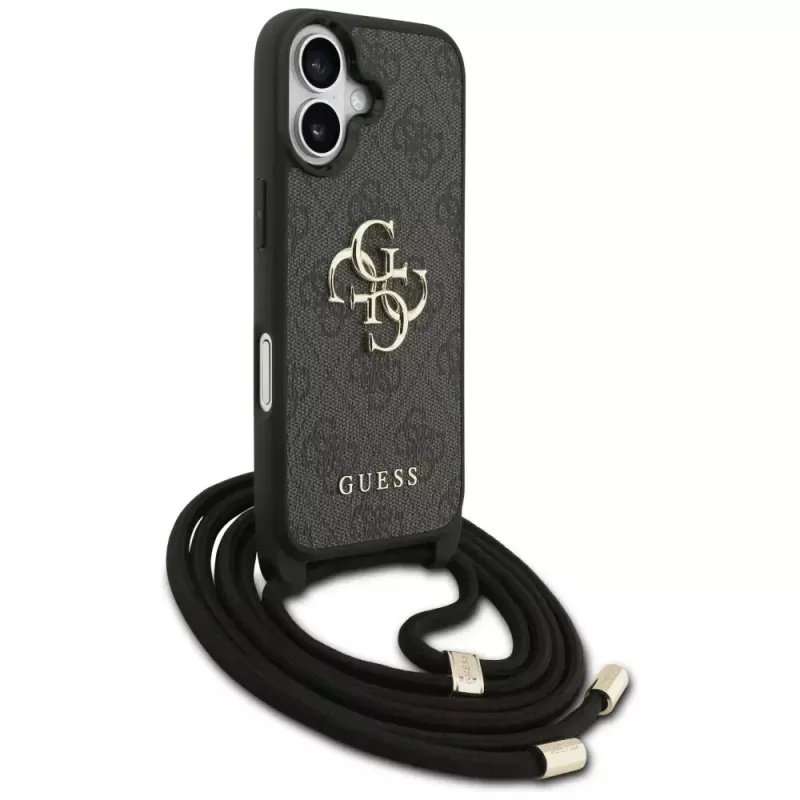 Guess 4G Big Logo Cord Strap Crossbody Case für Apple iPhone 17, Schwarz