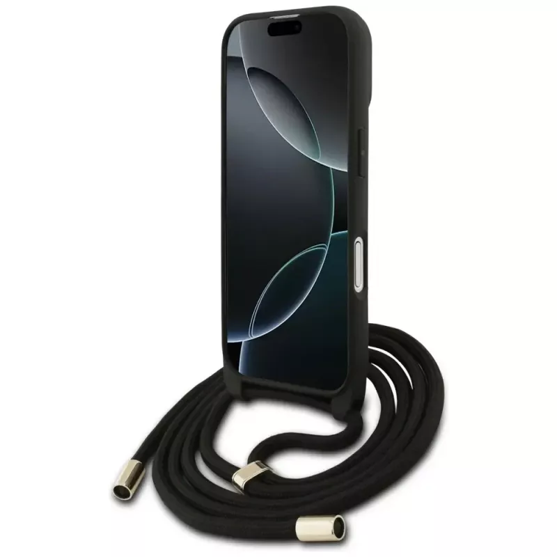 Guess 4G Big Logo Cord Strap Crossbody Case für Apple iPhone 17, Schwarz