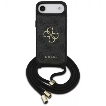 Guess 4G Big Logo Cord Stap Crossbody Case für iPhone Air, Schwarz
