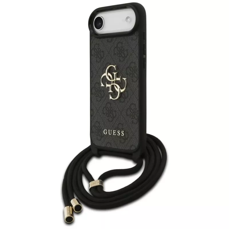Guess 4G Big Logo Cord Stap Crossbody Case für iPhone Air, Schwarz