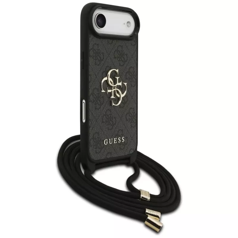 Guess 4G Big Logo Cord Stap Crossbody Case für iPhone Air, Schwarz